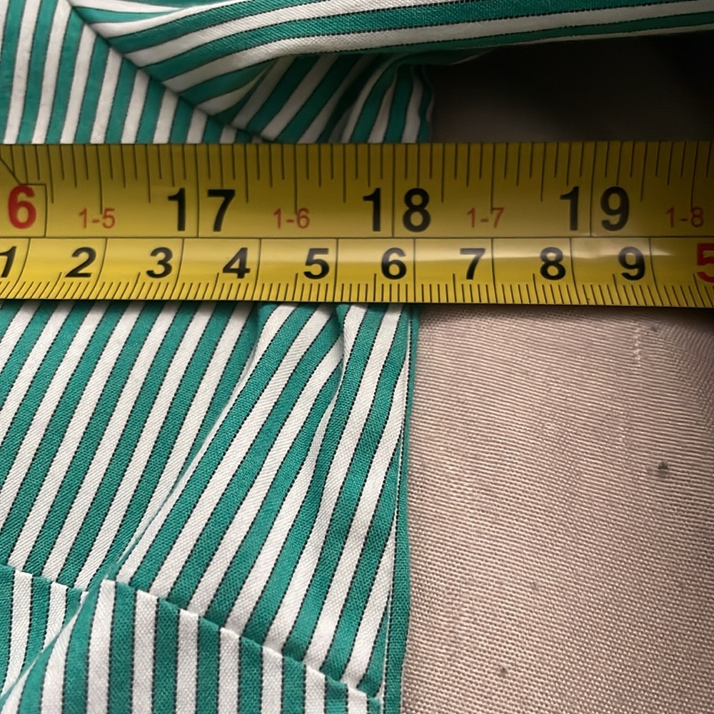 Talbots women’s long sleeve green & white striped blouse~ Large - Picture 9 of 10